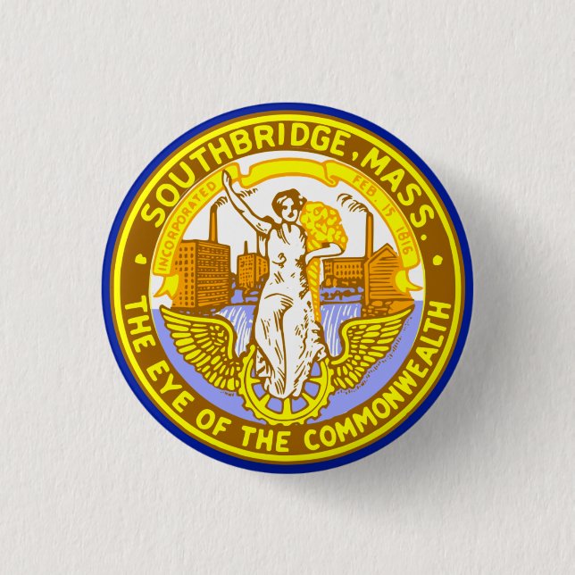 Flag of Southbridge, Massachusetts Button (Front)