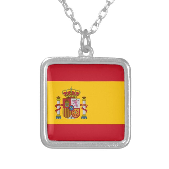 Flag of Spain Silver Plated Necklace (Front)