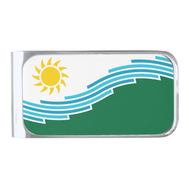 Flag of Spokane, Washington Silver Finish Money Clip (Front)