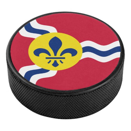 Flag of St Louis Missouri Hockey Puck