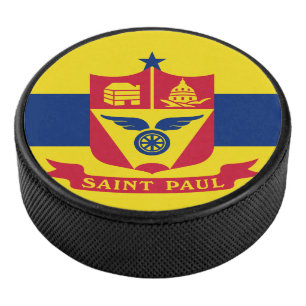 Flag of St Paul, Minnesota Hockey Puck