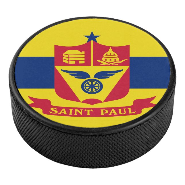 Flag of St Paul, Minnesota Hockey Puck (3/4)