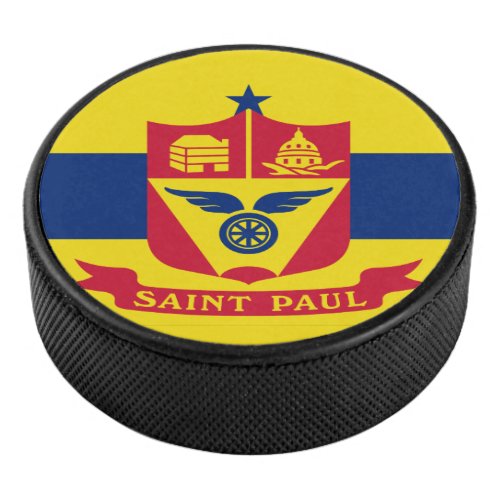 Flag of St Paul Minnesota Hockey Puck
