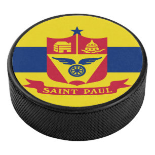 Flag of St. Paul, Minnesota Hockey Puck