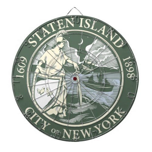 Flag of Staten Island Borough of New York City Dart Board