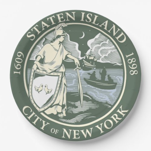 Flag of Staten Island Borough of New York City Paper Plates