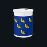 Flag of Sussex Beverage Pitcher<br><div class="desc">Pitcher with a flag of historic county of Sussex, in England, Great Britain; blue flag with six gold martlets</div>