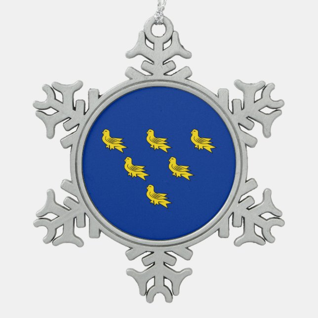 Flag of Sussex Snowflake Pewter Christmas Ornament (Front)