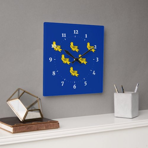 Flag of Sussex Square Wall Clock