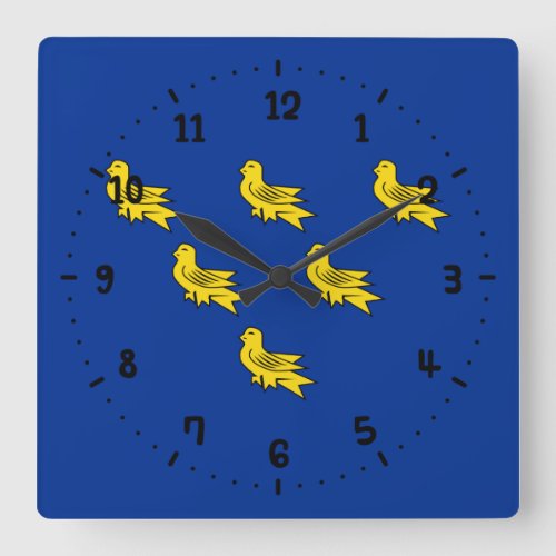 Flag of Sussex Square Wall Clock