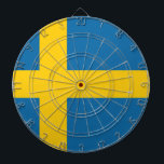 Flag of Sweden Dart Board<br><div class="desc">Flag of Sweden: "För Sverige - I tiden" → "Always for Sweden" or "For Sweden,  in our time". It is composed of a yellow Scandinavian cross on a beautiful blue background.</div>
