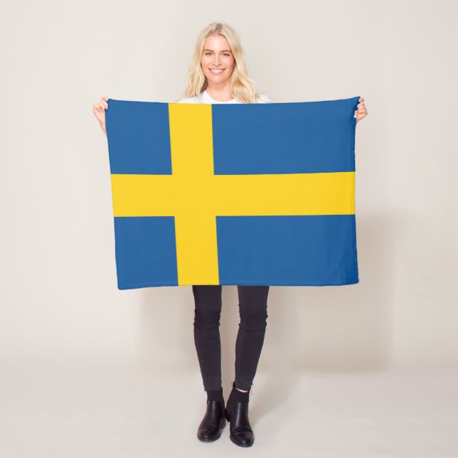 Flag of Sweden Fleece Blanket (In Situ)