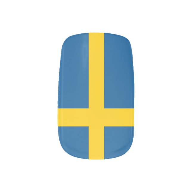 Flag of Sweden Minx Nail Art (Right Thumb)