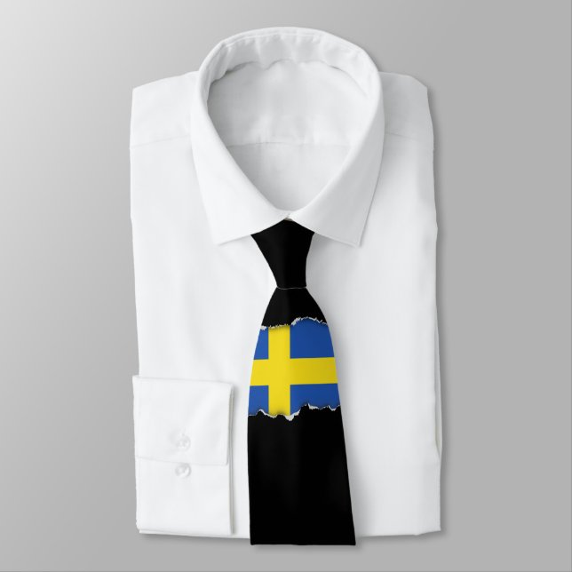 Flag of Sweden Neck Tie (Tied)