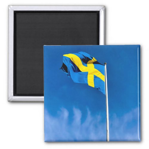 Flag of Sweden Nordic Cross Blue Sky Photograph Magnet