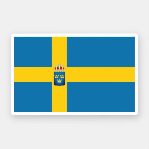 Flag of Sweden with Lesser coat of arms added Sticker