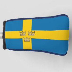 Flag of Sweden with Three Crowns of Sweden added Golf Head Cover