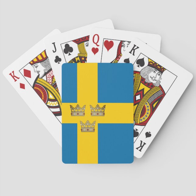 Flag of Sweden with Three Crowns of Sweden added Poker Cards (Back)