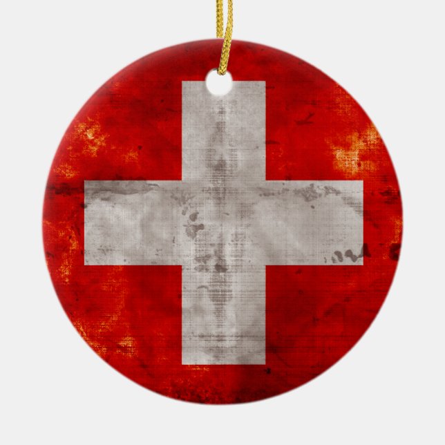 Flag of Switzerland Ceramic Ornament (Front)
