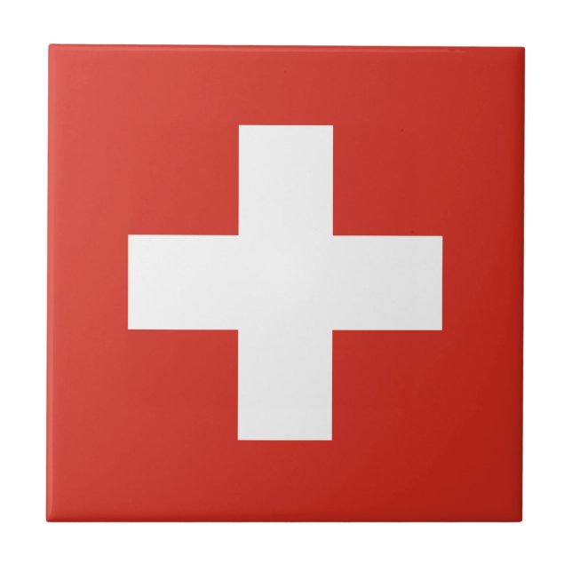 Flag of Switzerland - Die Nationalflagge der Schwe Ceramic Tile (Front)