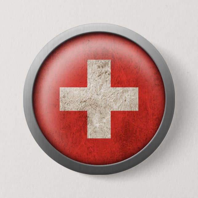 Flag of Switzerland Disc Pinback Button (Front)