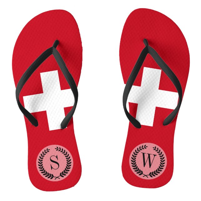 Flag of Switzerland Flip Flops (Footbed)