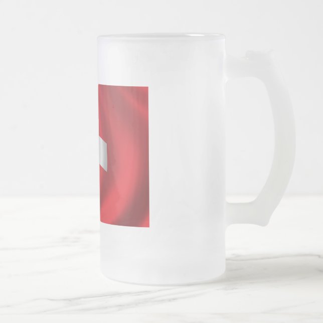 Flag of Switzerland Frosted Glass Beer Mug (Right)
