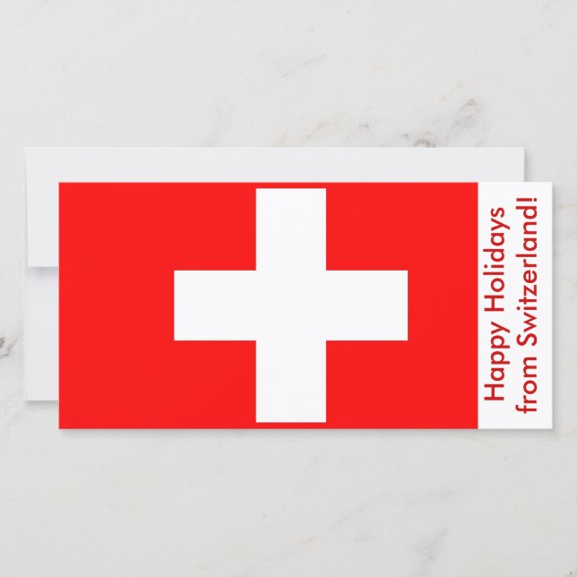Flag of Switzerland, Happy Holidays Holiday Card (Front)