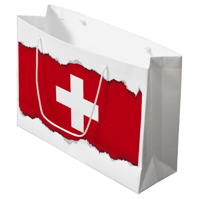 Flag of Switzerland Large Gift Bag (Front Angled)