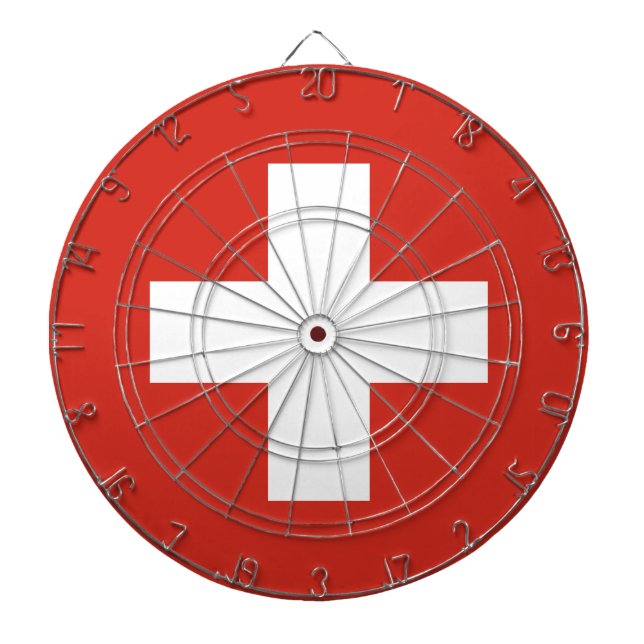 Flag of Switzerland Metal Cage Dartboard (Front)
