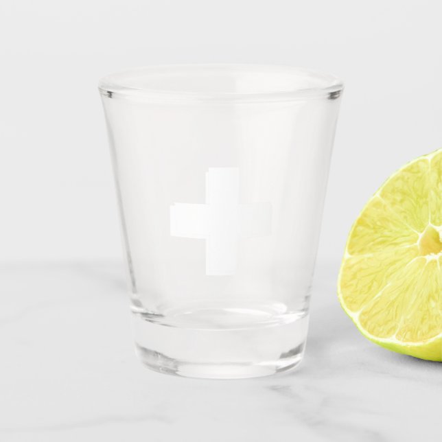 Flag of Switzerland modified Cross Switzerland Sui Shot Glass (Front)