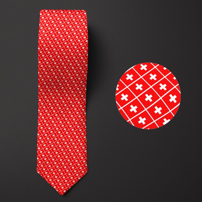 Flag of Switzerland Pattern Neck Tie (Creator Uploaded)