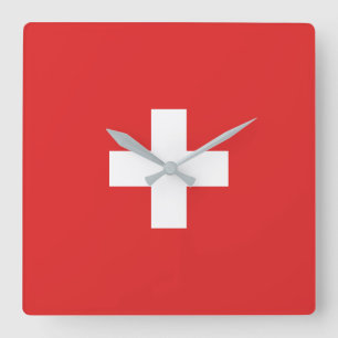 Flag of Switzerland – Schweiz – Suisse – Svizzera Square Wall Clock