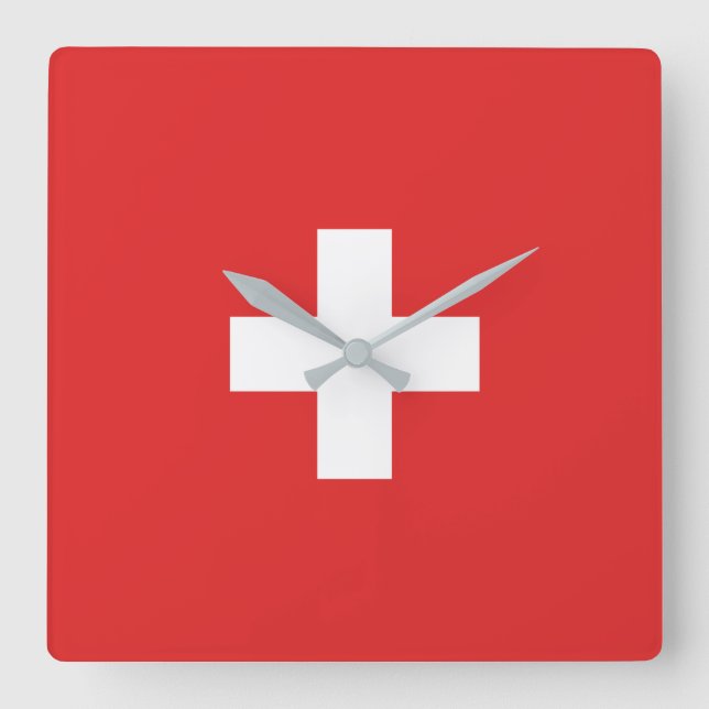 Flag of Switzerland – Schweiz – Suisse – Svizzera Square Wall Clock (Front)
