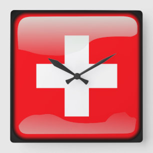 Flag of Switzerland Square Wall Clock