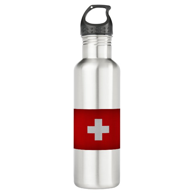 Flag of Switzerland Stainless Steel Water Bottle (Front)
