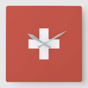Flag of Switzerland - Switzerland - Suisse - Svizz Square Wall Clock