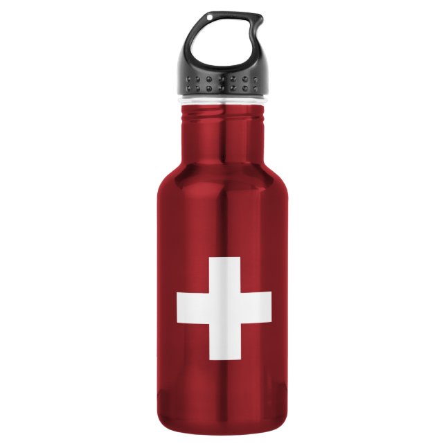 Flag of Switzerland - Switzerland - Suisse - Svizz Stainless Steel Water Bottle (Front)