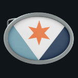 Flag of Syracuse, New York Belt Buckle<br><div class="desc">Belt Buckle with a design with the flag of Syracuse,  New York. A blue,  white,  and yellow flag</div>