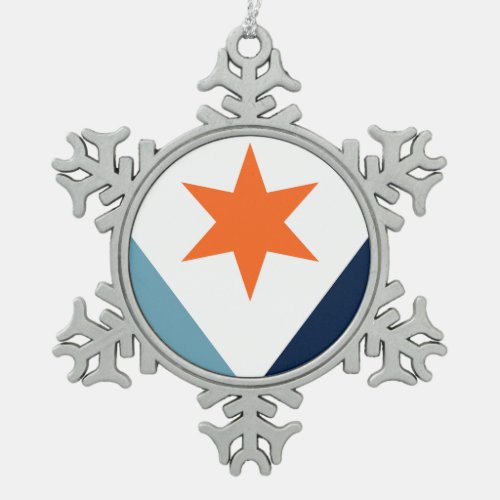 Flag of Syracuse New York Snowflake Pewter Christmas Ornament