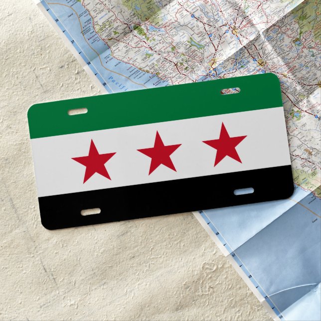 Flag of Syria (December 2024) License Plate (In Situ)