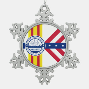 Flag of Tampa, Florida Snowflake Pewter Christmas Ornament