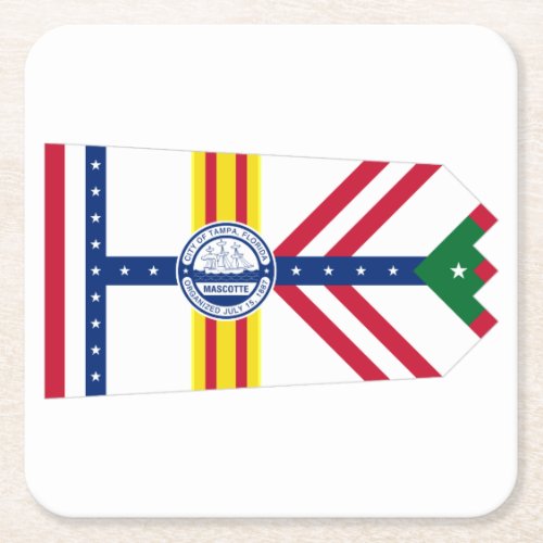 Flag of Tampa Florida Square Paper Coaster