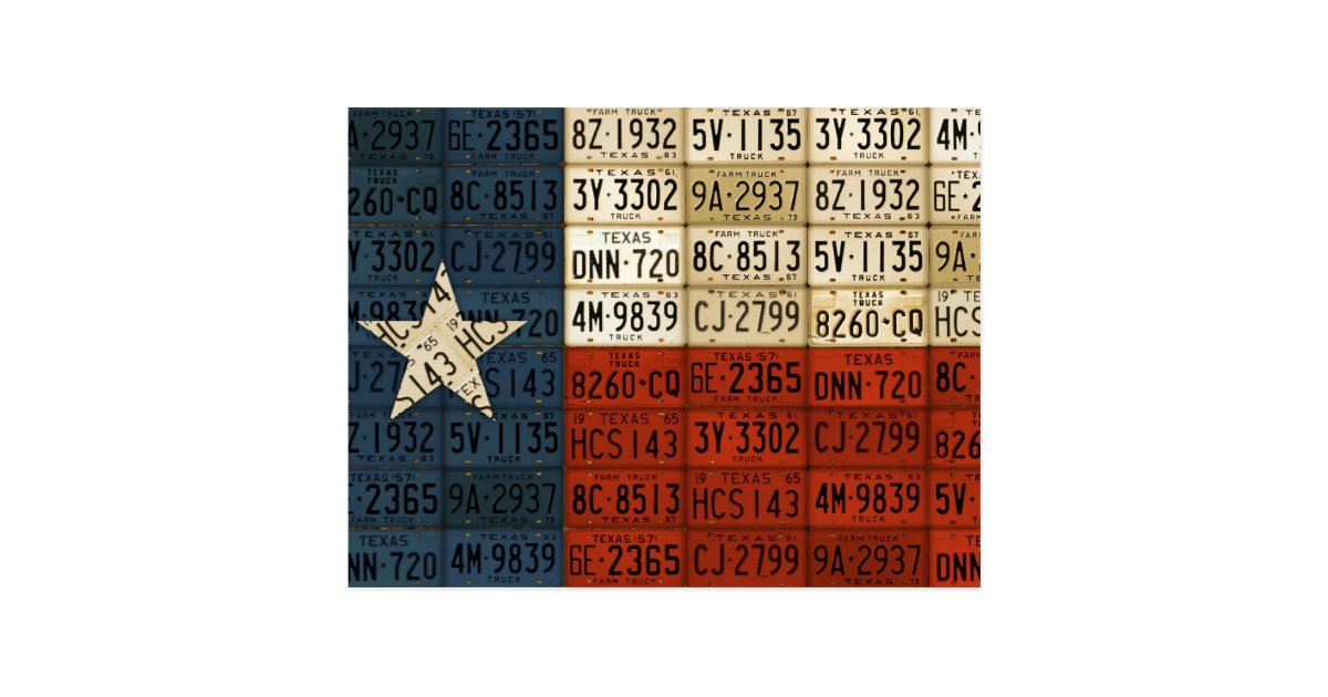 flag of texas lone star state license plate art postcard