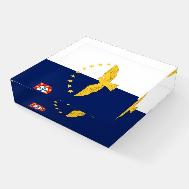 Flag of the Azores, Portugal Paperweight (Angled)