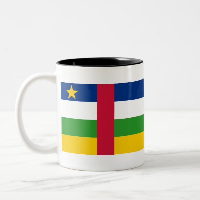 Flag of the Central African Republic Two-Tone Coffee Mug (Left)