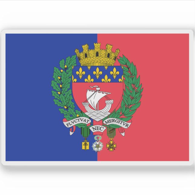 Flag of the city of Paris, France Sticker (Front)