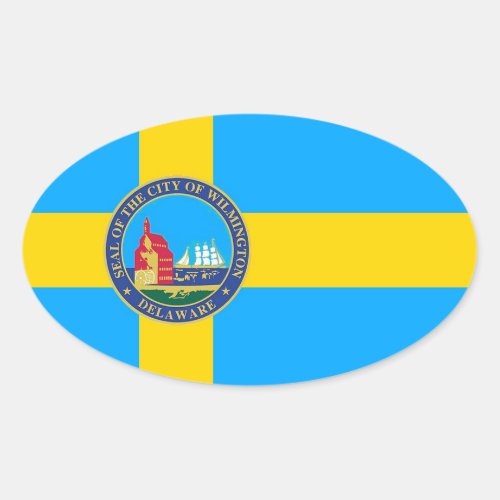 Flag of the City of Wilmington Delaware Oval Sticker