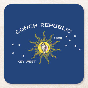 Flag of the Conch Republic, Flag of Key West Square Paper Coaster