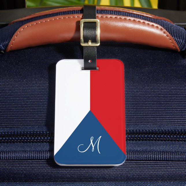Flag of the Czech Republic Monogrammed Luggage Tag (Front Insitu 2)